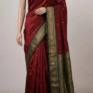 Red Gadwal Silk Saree