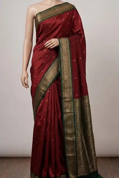 Red Gadwal Silk Saree