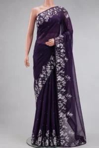 Deep Purple Floral Embroidered